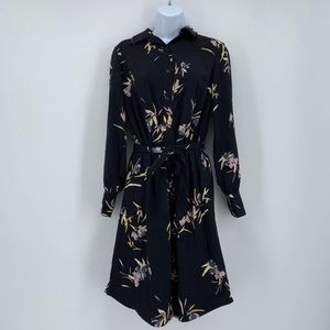 A New Day Black Floral Long Sleeve Dress